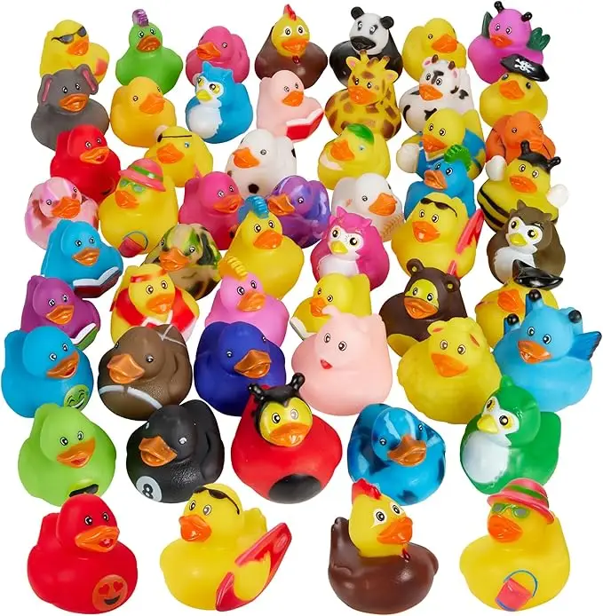 Assortment Rubber Duck Toy Duckies for Kids Perfect for Bath Toys Jeep Ducking Sensory Play Stocking Stuffers and More Boat Train Baby Shower Safe Squ