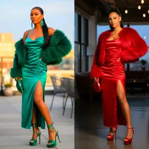 Stretch Side Slit Satin Dress