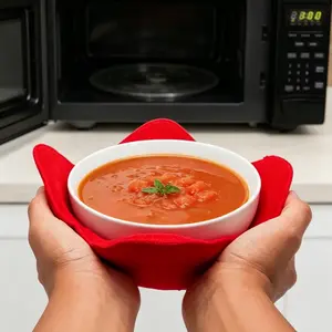 5 Pcs Microwave Bowl Cozy, Heat-Resistant Bowl Holder, Multicolor Microwave-Safe Hot Bowl Holders to Keep Your Hands Cool and Your Food Warm, Polyester & Sponge Heat Resistant Dish Pads for Soup, Rice and Pasta
