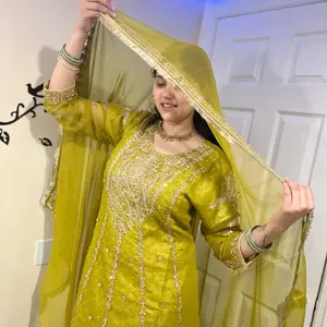 Olive Royale Chiffon Sharara Set size L