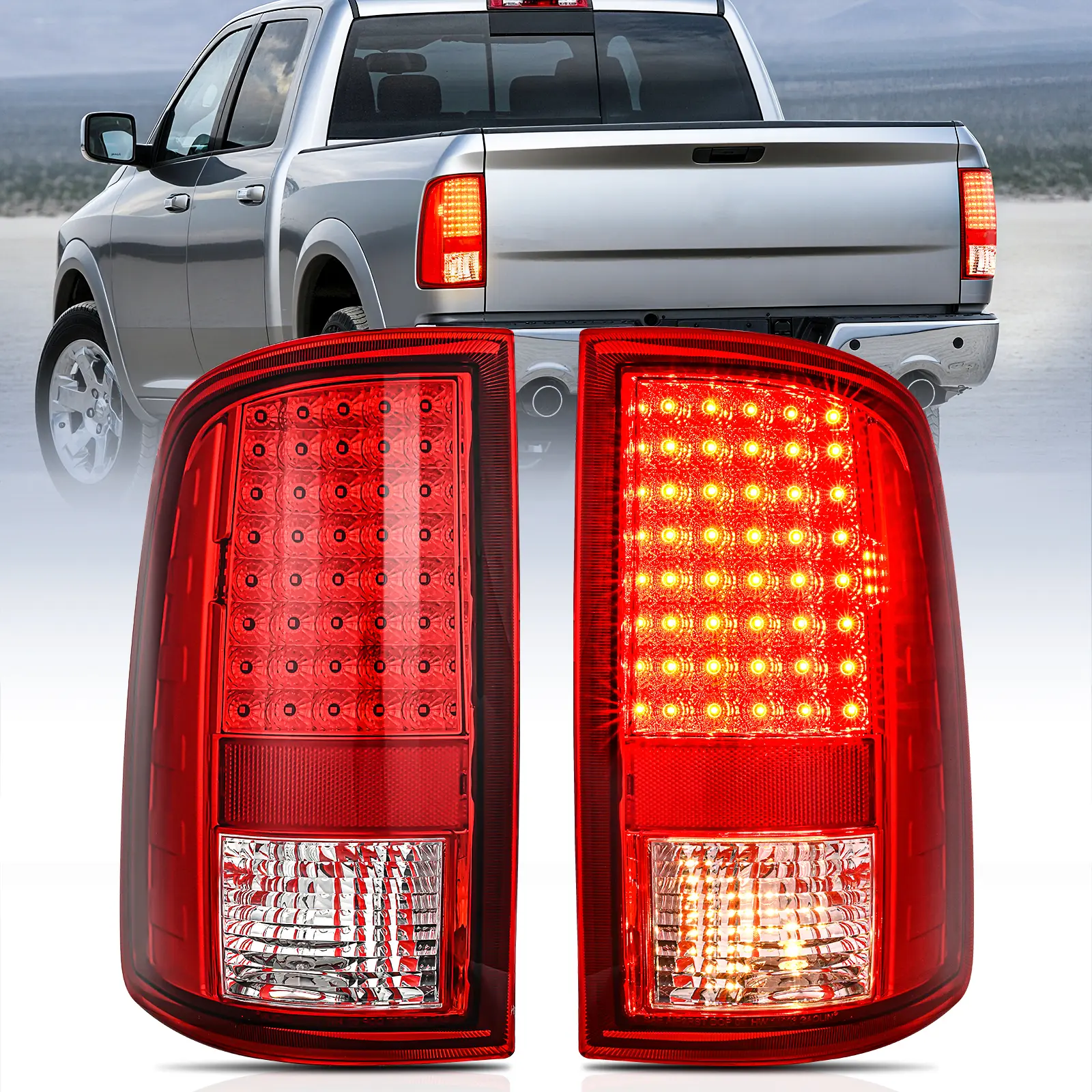 Nilight LED Tail Light Plug-In Pair - OE Replacement, DOT/SAE Certified, High-Impact, Water-Resistant, Dustproof, Corrosion-Resistant Silicon Seal Brake Lamp, Vehicle-Specific Fit Incandescent Upgrade for 2009-2018 Dodge Ram 1500, 2010-2018 Ram 2500/3500