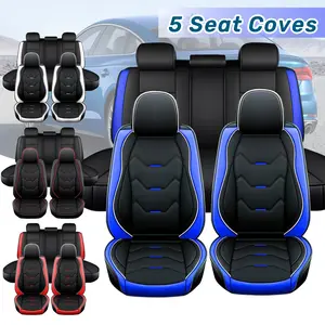 5-Seats Universal Car Seat Cover, Front Rear Full Set 3D Luxury PU Leather Cushion Protector Pad Mat Full Surround Breathable 5 Sits Fits for Most Car - Valentine's Day Gift For Lover