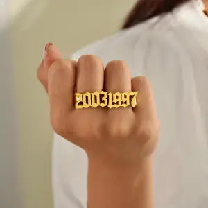 Personalized Year Ring, Number Ring, Custom Date Ring, Stackable Year Ring, Statement Ring, Birth Year Ring, Gift For Her, Birthday Gift