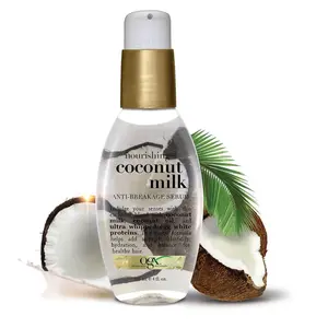OGX Nourishing + Coconut Milk Anti-Breakage Serum, 4 Fl Oz - Lightweight Hair Treatment Haircare Frizz