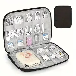 Portable Travel Cable Organizer for Data Cables, Chargers & Memory Cards, Multifunctional Electronics Bag for Office & Travel, Multi Pocket Organizer, Travel Home Organizer