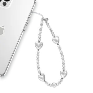 Vintage Pearl Heart Phone Charm