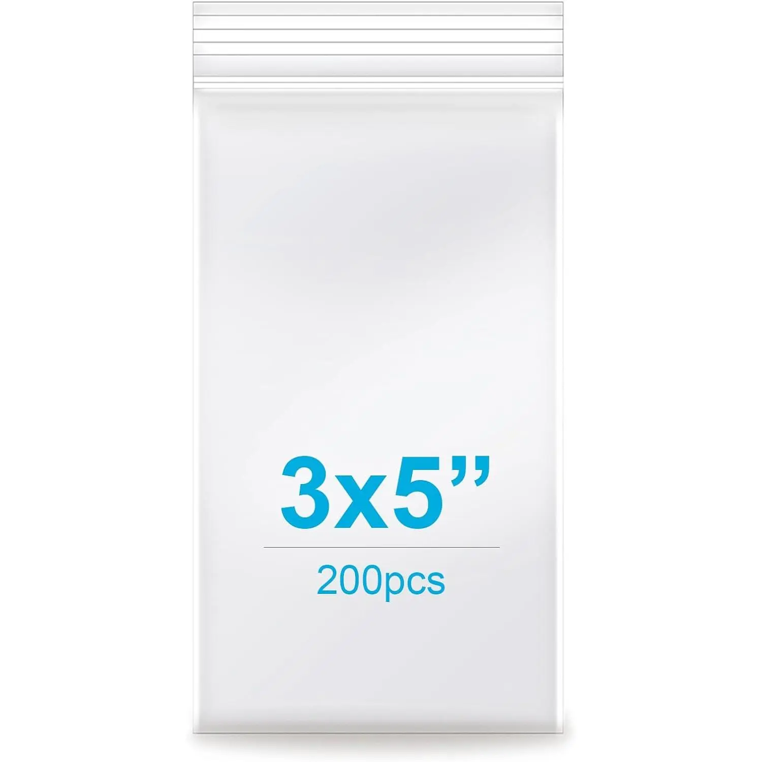 3''x 5'', (Pack of 200) 2 mil Thick Clear Plastic Reclosable Zip Poly Bags with Resealable Lock Seal Zipper for Photo, , Bakery, , Travel, Storage, Packaging & Shipping