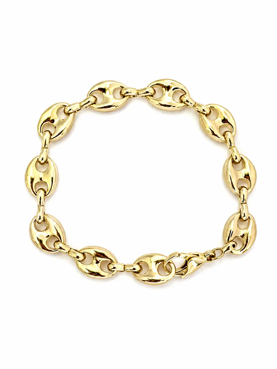 Bold Mariner Link Bracelet for Women, 8.5in Gold Bracelet with Polished Links, All Seasons Everyday Wear Costume Jewelry