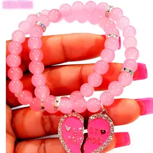 2PC magnetic Friendship Besties Bracelet set. BFF Best Friend matching beaded bracelet Set.