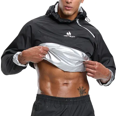 HOTSUIT Men's Sauna Sports Outerwear - Universal Windproof Activewear, Moisture-Wicking Workout Jacket for Gym, Running, Travel Essentials with Night-Safe Logo