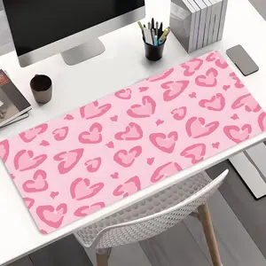 Trendy Pink Heart-Leopard Desk Mat – Oversized Non-Slip Protective Mouse Pad, Ideal Gift for Girly Home Office & Gaming Enthusiasts, Desk Accessories