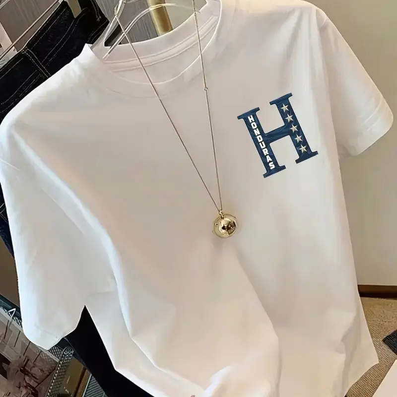 Honduras, HONDURASGraphic Print Tshirt, Short Sleeve Crew Neck Casual Top Summer Spring, Women's Clothing