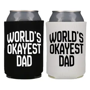 Father’s Day Can Cooler, World’s Okayest Dad, Funny Daddy’s Drink Coolie Gift, Beer Hugger for Papa, Father’s Day Gift Idea