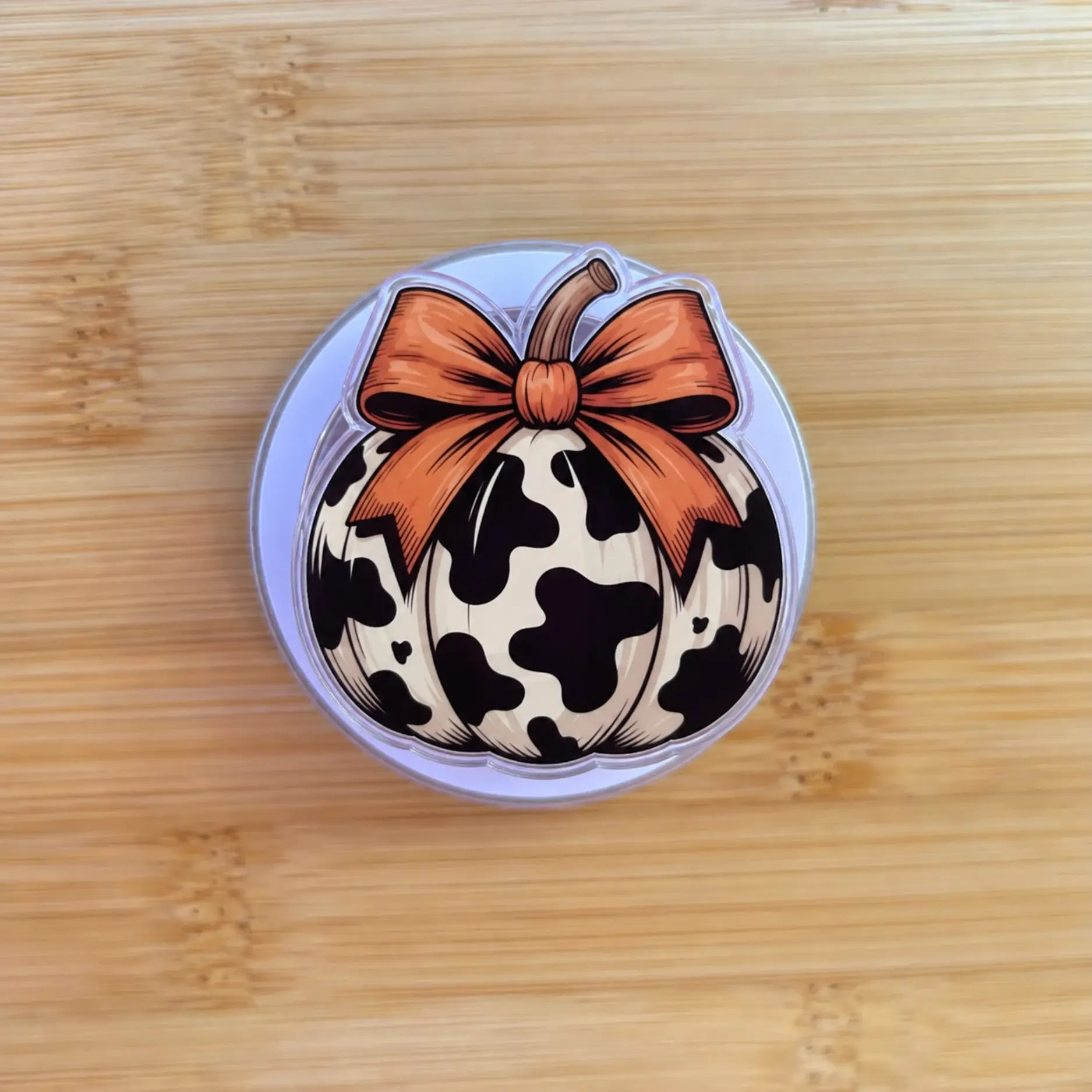 Cow Print Pumpkin with Bow MagSafe Phone Grip, Cute Western Pumpkin Magnetic PopSocket, Cow Print Fall Phone Grip, Trendy Autumn Phone Accessory, Fall Gift Idea