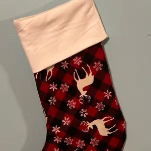 Reindeer Red & Black Buffalo Plaid Stocking