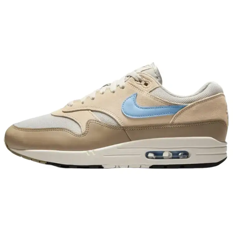 Nike Air Max 1 Essential 'Light Bone Psychic Blue' Men's Round Toe Laces All Seasons Comfortable Streetwear Sneakers with Visible Air Cushioning