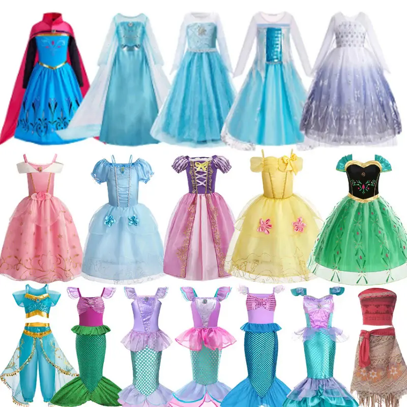 Princess Cosplay Dress, Elsa Anna Jasmine Rapunzel Inspired Costume, Elegant Carnival Party Dress, Flower Pageant Outfit