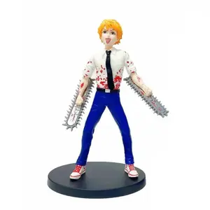 19CM  Anime Chainsaw Man Denji Figure PVC Chainsaw Helmet Movable Power Makima Model Toy Boy Collection Ornaments Gifts