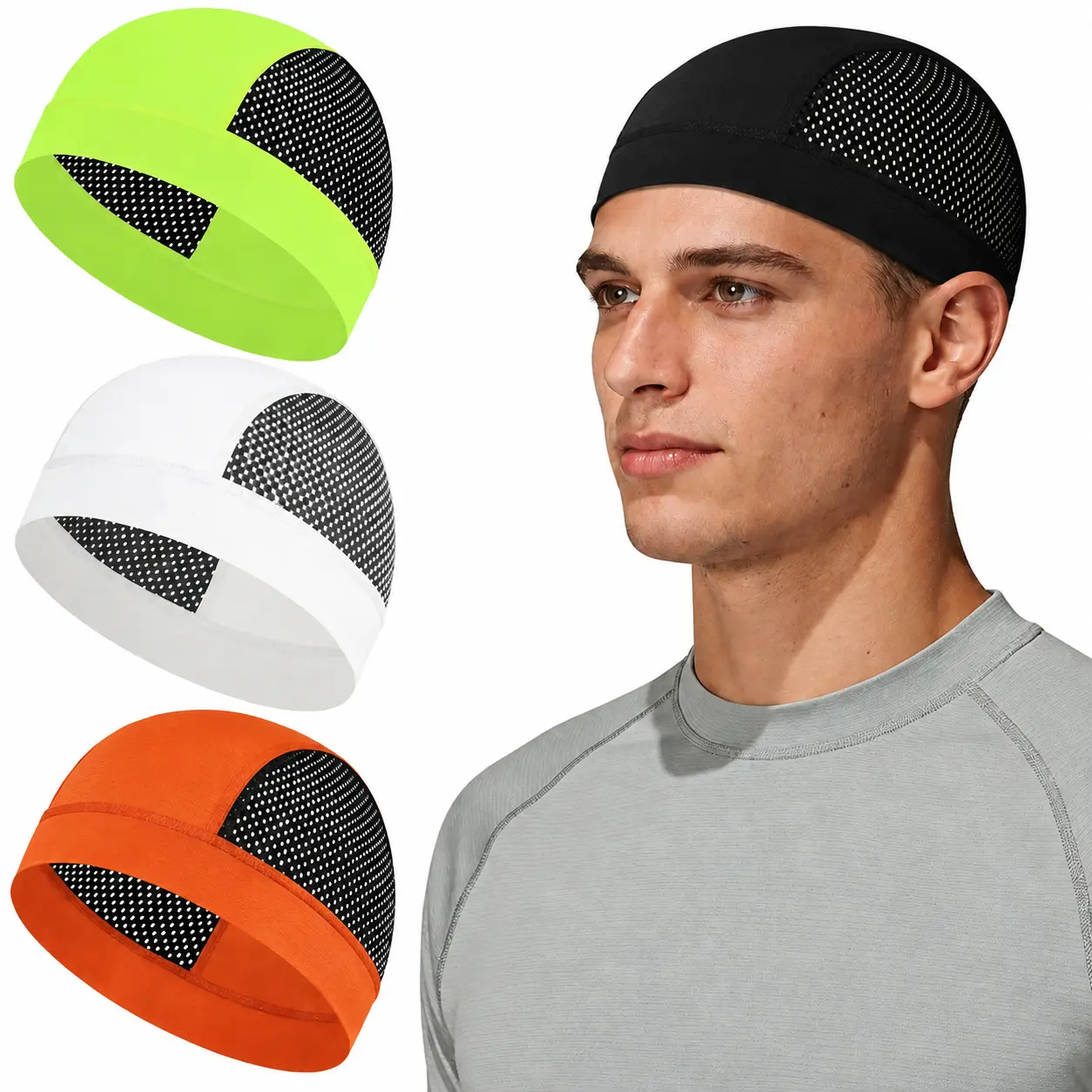 4 Pack Cooling Skull Cap Helmet Liner - Multifunctional Premium Sports Headwear, Breathable Moisture-Wick Beanie, 4-Way Stretch Fit Hard Hat Liner for Biking, Construction
