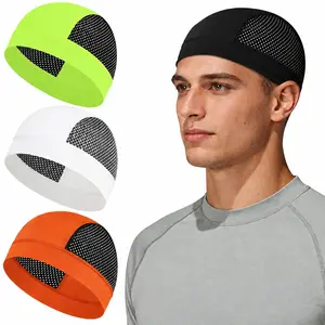 Cooling Skull Cap Helmet Liner, Breathable Mesh Beanie with 4-Way Stretch & Moisture Wicking for Biking & Construction Work Premium Sports Headwear Multifunctional Headwear