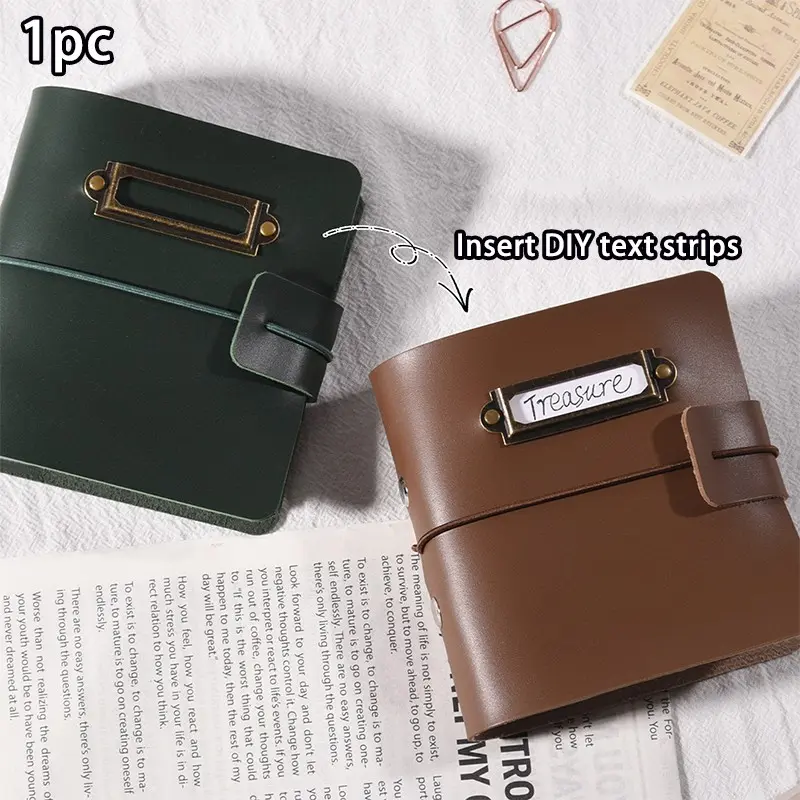 European Vintage Leather Mini Instax Photo Album, 1 Pocket, 3 Inch Travel Card Binder, Retro Memory Book, Ideal for Couples' Keepsakes, Picture Album
