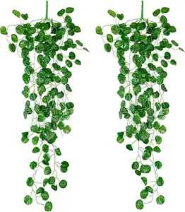 90 CM Boston Ivy Vine Artificial Plants Greeny Chain Wall Hanging Leaves for Home Room Garden Wedding Garland Outside Decoration Pack of 2
