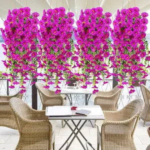 Artificial Hanging Flower, 4 Counts Fake Hanging Plant, Fake Flower Vine, Decorative Flowers for Home, Room, Garden, Wedding, Indoor, Outdoor, Fruit