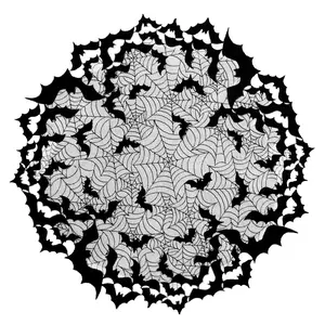 Heritage Lace Gothic Halloween Bat Spider Web 44" Round Table Topper Tablecloth - Black