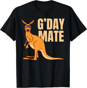 Cotton Graphic Tees Streetwear Australia G'Day Mate  Funny Kangaroo Australian Symbol T-Shirt