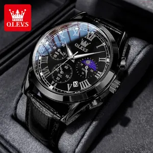 OLEVS Watch OLEVS Chronograph Watches for Men Luxury Classic Business Sports Mens Watches with Waterproof Luminous Analog Quartz Leather Strap Reloj, Male Wristwatch