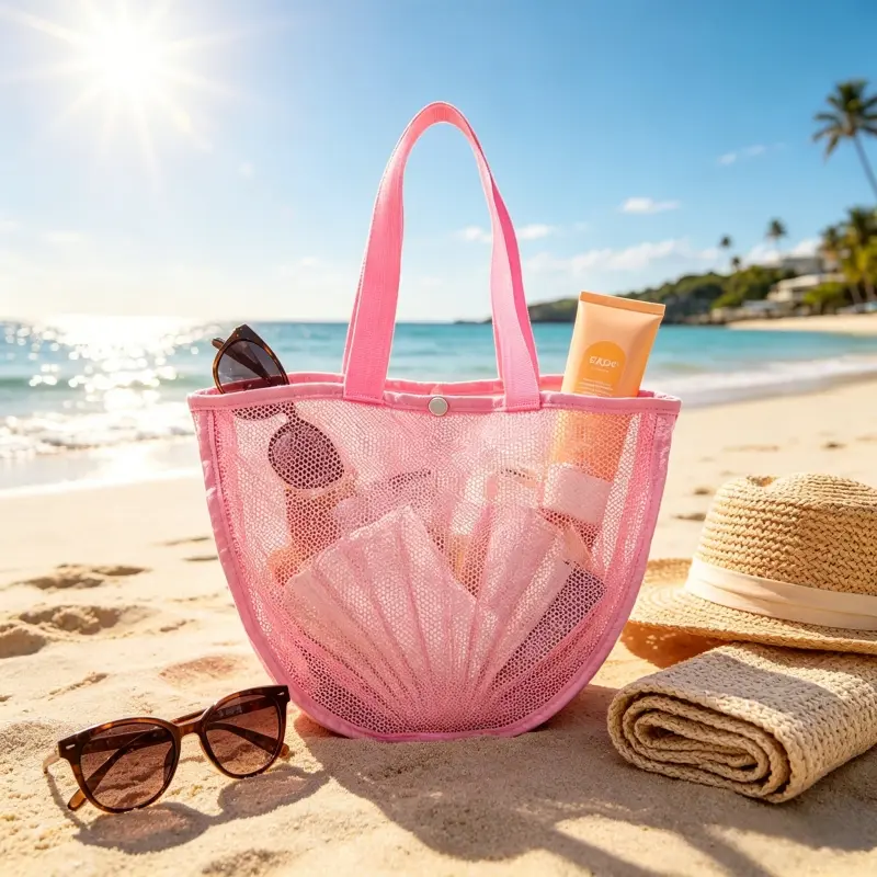 1pc Personalized Seashell Bag Conch Mesh Beach Tote Bag Portable Shell Collection Net Bag Handheld Conch Storage Pouch Beach Accessories
