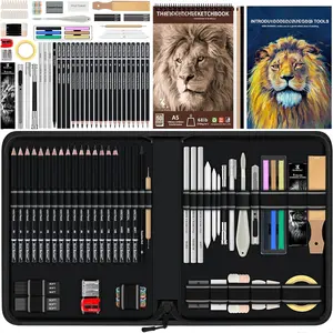 112 count Professional Drawing Set - Sketch Kit with Graphite & Charcoal Pencils, 3-Color Sketchbook, Art Supplies for Shading & Blending - Ideal for Artists, Adults, Teens & Beginners