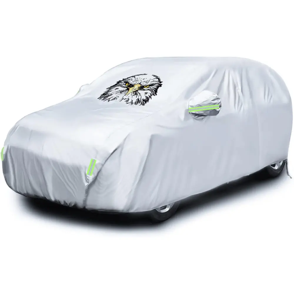 Nilight Waterproof Oxford Cloth SUV Full Body Cover - Safety-Enhanced, All-Weather, Portable, Reflective Stripes, Universal Fit for 191-201in SUVs, Lightweight White Industrial Design Car Cover & Shelter with Protection & Security