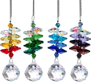 4 count  Hanging Sun Catchers for Window Indoor Rainbow Maker Suncatchers  Ball Prism Chakra Octagon Bead Decor for  Garden