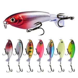 5PCS-Top Water Fishing Lures with BKK Hooks, Whopper Lure for Freshwater or Saltwater, Floating Lures for Bass Catfish Pike, Surface Wobble PoPobait Bass Baits Teasers Fishing Gifts for MeN