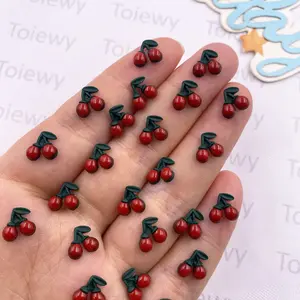 50pcs Resin Cute Colorful Mini Red Cherry Art Flat back Stone Applique DIY Fruit Scrapbook Decor Jewelry Accessories Crafts Diy Decorative Stickers For Scrapbooking