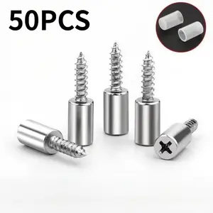 50pcs Metal Shelf Support Pins, Integrated Self-tapping Screws Shelf Brackets, Wardrobe Glass Shelf Fixing Brackets, Shelf Reinforcement Load-bearing, Furniture Hardware