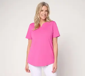 Denim & Co. EasyWear French Terry Top with Shirttail Hem