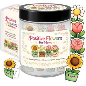 Mother’s Day Gift for Mom 60 Affirmation Cards in Jar with Rose Sunflower Daisy Tulip Encouragement Gift for Women from Daughter Son
