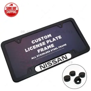 Black / Chrome Front or Rear Stainless Steel License Plate Frame Protect Cover Fit Nissan Car Decorate Accessories Gifts