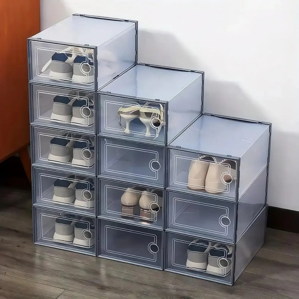 12/24/36 Pcs X-Large Clear Plastic Shoe Storage Boxes Stackable Closet Organizers for Sneakers, Fits US Size 11, Space Saving Entryway Shoe Container, Drawer Unit Substitute