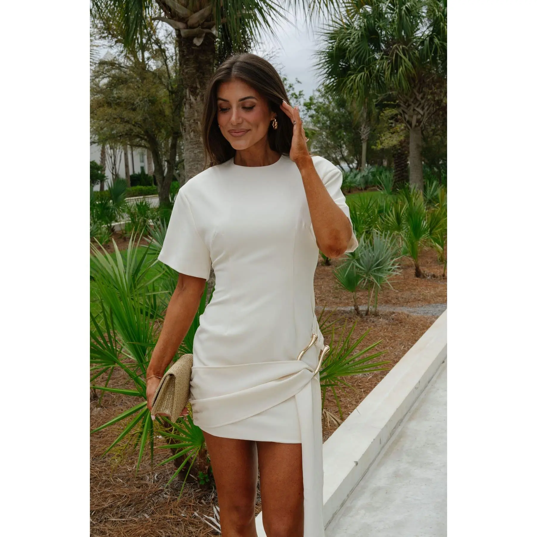 mayok mini dress cream petite Mayok Long Sleeve Mini Dress L | XL | Cream | Womens