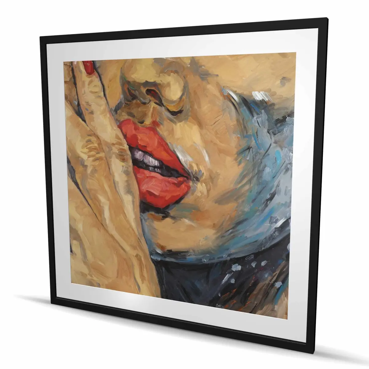 Begin Home Decor C1FM4848VX4J72 48 x 48 in. Shushing Lips Closeup - Bedroom Figurative Framed Print Wall Art