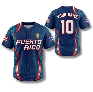 Personalized Puerto Rico Baseball Jersey, Puerto Rico Boricua Flag Sports Shirt, Boricua Puerto Rico Sports Jersey for Adults Youth and Kids