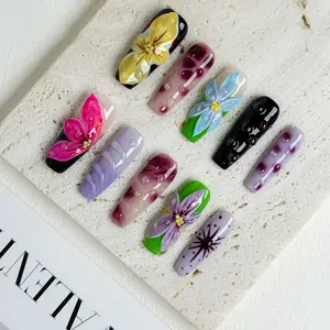 Glarein Nails | Morning Whispers – 10PCS Handmade Press-On Nails, Reusable & Salon Quality (2025 New)