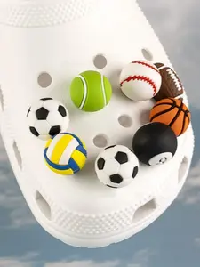 8 Piece Basketball Football 3D Shoe Charms, Cute Cartoon Pattern, Premium Quality, Shoe Accessories, Perfect Gift