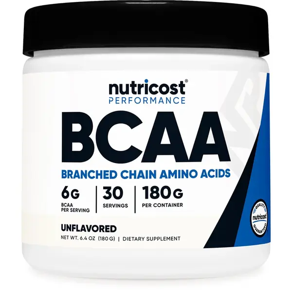 Nutricost Unflavored Blendable BCAA Powder Dietary Supplement - 30 Servings, 6000mg Per Serving, High-Quality Healthcare, Fitness & Nutrition Support