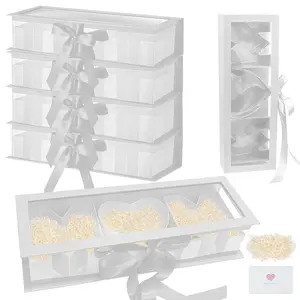 Mom Gift Box 17.52'x5.98'x3.74' for Flower Gift Letter Shaped Empty Box with Transparent lid card ribbon Lafite grass For Mother's Day