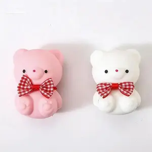 Cute Bear Soft Plush Toy with Bow Tie, Adorable Desk Decoration, Girls' Exclusive Stress Relief Animal Doll