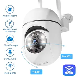 Outdoor Security Camera, 2.4G Only WiFi Cam, Smart Motion Detection with Light Alarm, Dual Night Vision, Two-Way Audio, TF/Cloud Storage, for Yard, Patio & Home Safety